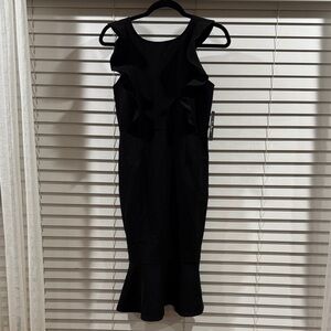 Lulu's Black Midi Ruffle Sheath Dress